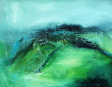 Abstract landscape oil painting by contemporary artist Sara Richardson