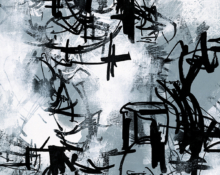 Contemporary black and white abstract organic art by fine artist Sara Richardson