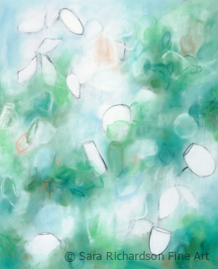 Contemporary abstract botanic nature charcoal drawing artwork by fine artist Sara Richardson