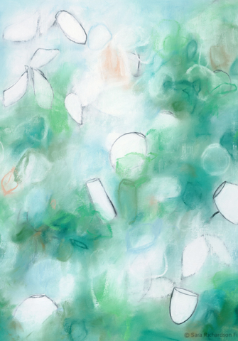 Abstract contemporary botanical inspired Sonnet in Blue by artist Sara Richardson Sonnet In Blue No.7