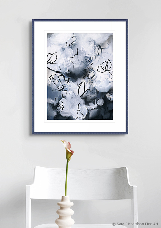 Abstract contemporary botanical inspired art Sonnet in Blue by artist Sara Richardson Sonnet In Blue No.2 Sarah Richardson