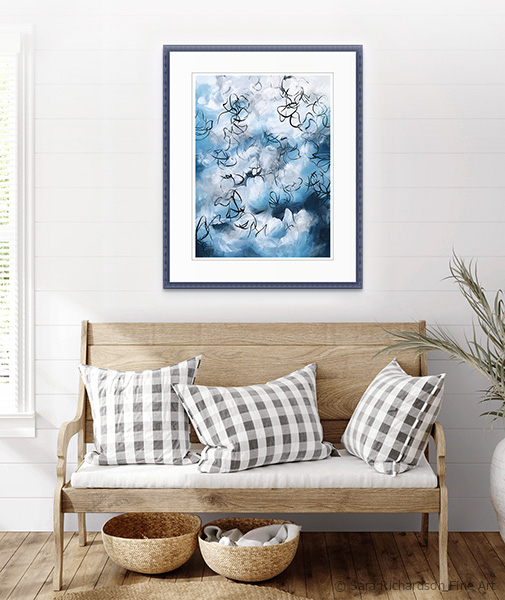 Abstract botanical nature inspired painting by artist Sara Richardson contemporary art collector Sarah Richardson