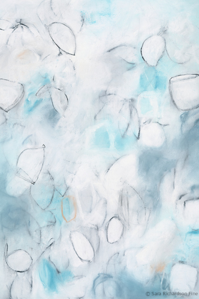 Contemporary abstract botanic charcoal drawing by fine artist Sara Richardson