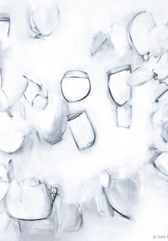 Contemporary abstract botanical inspired original drawings by artist Sara Richardson