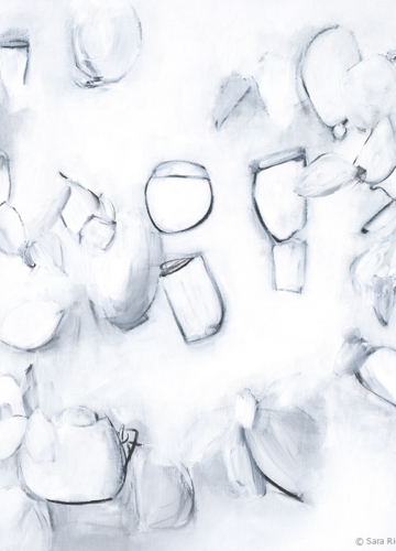 Contemporary abstract botanical inspired original drawings by artist Sara Richardson