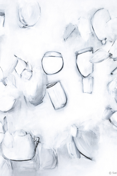 Contemporary abstract botanical inspired original drawings by artist Sara Richardson