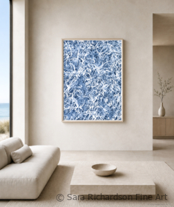 Contemporary abstract nature painting by fine artist Sara Richardson Blue Chiffon No.4