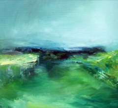 Abstract land and sea oil painting by fine artist Sara Richardson