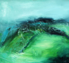 Abstract landscape oil painting by contemporary artist Sara Richardson