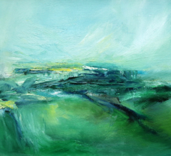 Abstract land and sea oil painting by fine artist Sara Richardson