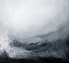 Original black and white oil painting by fine artist Sara Richardson
