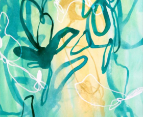 Butterfly Daydream No.3<br/>
Mixed media painting on paper Mixed media original art by contemporary artist Sara Richardson