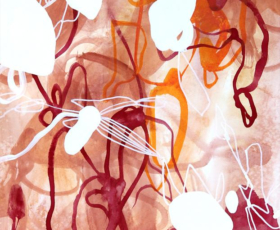 Butterfly Daydream No.4<br/>
Mixed media painting on paper Original artwork by contemporary artist Sara Richardson