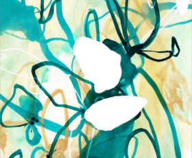 Butterfly Daydream No.5<br/>
Mixed media painting on paper Original abstract nature painting by contemporary artist Sara Richardson