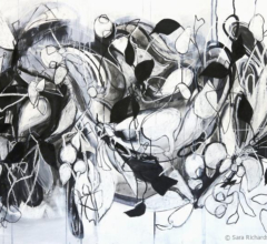 Contemporary abstract large nature drawing by fine artist Sara Richardson