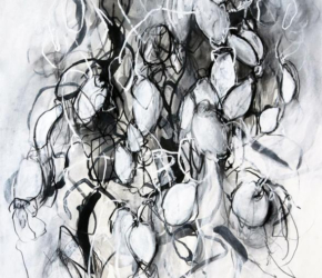 Melodic Minor No.9<br/>
Mixed media on 250gsm paper 22w x 30h in.<br/><u><a href="https://www.shockandslaw.com/contact-richardson-fine-art" target="_blank" rel="noopener">original & licensing available</a></u> Contemporary drawing by fine artist Sara Richardson