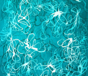 Aqua Chiffon No.1<br/>
Acrylic on 640gsm paper 22w x 30h in.<br/><u><a href="https://www.shockandslaw.com/contact-richardson-fine-art" target="_blank" rel="noopener">original & licensing available</a></u> Acrylic painting on paper by fine artist Sara Richardson