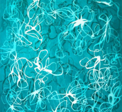 Aqua Chiffon No.1- Compressed Veil<br/>
Acrylic on 640gsm paper Acrylic painting on paper by fine artist Sara Richardson