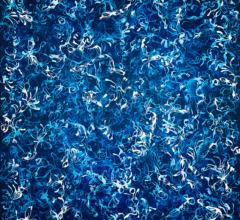 Blue Chiffon No.3 - Open Veil<br/>
Acrylic on stretched canvas 48w x 48h in. Contemporary abstract nature painting by fine artist Sara Richardson Blue Chiffon No.3 - Open Veil