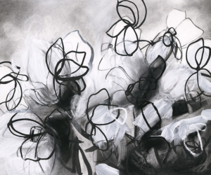 Luna No.3<br/>
Mixed media on 640gsm paper | <a href="https://www.shockandslaw.com/contact-richardson-fine-art" target="_blank" rel="noopener">inquire about this piece</a> Contemporary abstract botanical and nature inspired artwork by modern artist Sara Richardson
