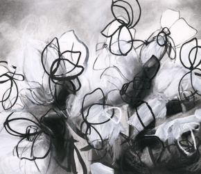 Luna No.3<br/>
Mixed media on 640gsm paper 17 x 13.3 in. <br/><u><a href="https://www.shockandslaw.com/contact-richardson-fine-art" target="_blank" rel="noopener">original & licensing available</a></u> Contemporary abstract botanical and nature inspired artwork by modern artist Sara Richardson