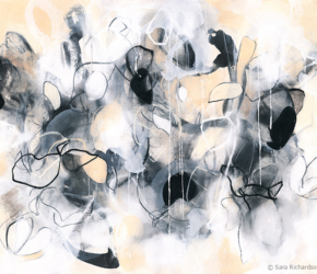 Wedding Dance (No.5)<br/>
Mixed media on 175gsm paper 26w x 19h in.<br/><u><a href="https://www.shockandslaw.com/contact-richardson-fine-art" target="_blank" rel="noopener">original & licensing available</a></u> Contemporary abstract nature botanical drawing Sara Richardson Artist