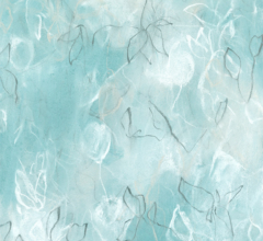 Contemporary smokey blue green abstract plants and flowers by artist Sara Richardson