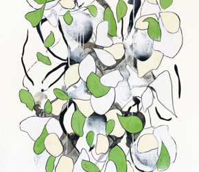 Melodic Minor No.14<br/>
Mixed media on 640gsm paper 22w x 30h in.<br/><u><a href="https://www.shockandslaw.com/contact-richardson-fine-art" target="_blank" rel="noopener">original & licensing available</a></u> Contemporary artist Sara Richardson abstract nature and foliage inspired art