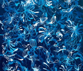 Petite Blue Chiffon No.3<br/>
<u><a href="https://www.shockandslaw.com/contact-richardson-fine-art" target="_blank" rel="noopener">commission similar work</a></u> Painting abstract organic nature Sara Richardson artist