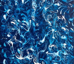 Petite Blue Chiffon No.5<br/>
<u><a href="https://www.shockandslaw.com/contact-richardson-fine-art" target="_blank" rel="noopener">commission similar work</a></u> Modern nature paintings by artist Sara Richardson