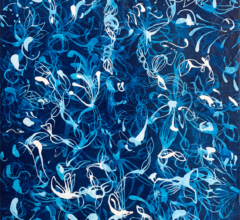 Petite Blue Chiffon No.5 Modern nature paintings by artist Sara Richardson