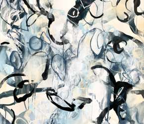 Blue Minor No.1<br/>
Mixed media on 250gsm paper 22w x 30h in.<br/><u><a href="https://www.shockandslaw.com/contact-richardson-fine-art" target="_blank" rel="noopener">original & licensing available</a></u> Modern abstraction artwork by contemporary artist Sara Richardson