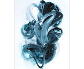 Abstract indigo blue artwork by artist Sara Richardson