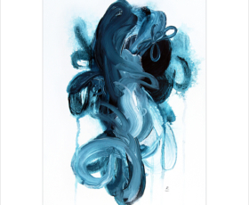 Abstract indigo blue artwork by artist Sara Richardson