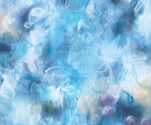 Blue Wild Flowers<br/>
Mixed media on 400gsm paper | <a href="https://www.shockandslaw.com/contact-richardson-fine-art" target="_blank" rel="noopener">inquire about this piece</a> Contemporary abstract blue floral and nature artwork drawings by artist Sara Richardson