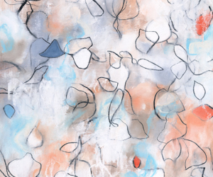 Raining Petals No.4<br/>
Mixed media on 400gsm paper | <a href="https://www.shockandslaw.com/contact-richardson-fine-art" target="_blank" rel="noopener">inquire about this piece</a> Contemporary abstract plants and foliage artwork by Sara Richardson Art Sarah Richardson professional artist