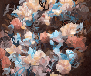 Bouquet No.2<br/>
Acrylic on 640gsm paper | <a href="https://www.shockandslaw.com/contact-richardson-fine-art" target="_blank" rel="noopener">inquire about this piece</a> Contemporary flowers and plants artwork abstract painting by artist Sara Richardson
