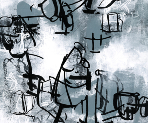 Contemporary black and white abstract organic art by fine artist Sara Richardson