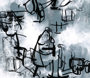 Contemporary black and white abstract organic art by fine artist Sara Richardson