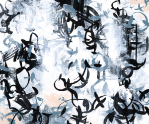 Contemporary black and white abstract organic botanical inspired art by fine artist Sara Richardson