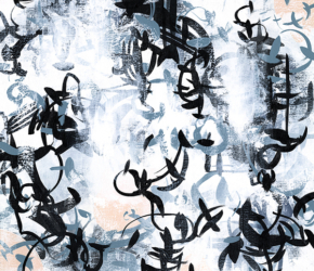 Contemporary black and white abstract organic botanical inspired art by fine artist Sara Richardson