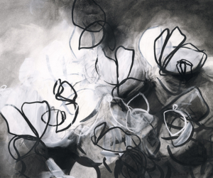 Luna No.1<br/>
Mixed media on 640gsm paper | <a href="https://www.shockandslaw.com/contact-richardson-fine-art" target="_blank" rel="noopener">inquire about this piece</a> Contemporary abstract botanical and nature inspired artwork by modern artist Sara Richardson