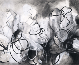 Luna No.2<br/>
Mixed media on 640gsm paper | <a href="https://www.shockandslaw.com/contact-richardson-fine-art" target="_blank" rel="noopener">inquire about this piece</a> Contemporary abstract botanical and nature inspired artwork by modern artist Sara Richardson