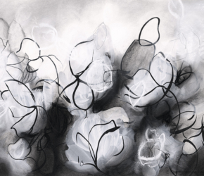 Luna No.5<br/>
Mixed media on 640gsm paper 18w x 14.3h in. <br/><u><a href="https://www.shockandslaw.com/contact-richardson-fine-art" target="_blank" rel="noopener">original & licensing available</a></u> Sara Richardson fine artist Sarah Richardson contemporary abstract nature drawings and artwork