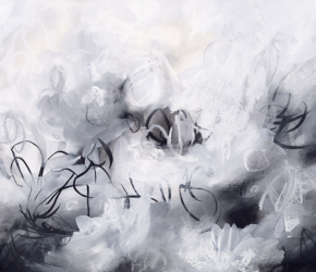 Luna No.6<br/>
<u><a href="https://www.shockandslaw.com/contact-richardson-fine-art" target="_blank" rel="noopener">licensing available</a></u> Contemporary abstract nature inspired charcoal artwork by fine artist Sara Richardson Sarah Richardson