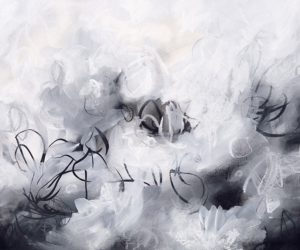 Luna No.6<br/>
Mixed media on 640gsm paper | <a href="https://www.shockandslaw.com/contact-richardson-fine-art" target="_blank" rel="noopener">inquire about this piece</a> Contemporary abstract nature inspired charcoal artwork by fine artist Sara Richardson Sarah Richardson
