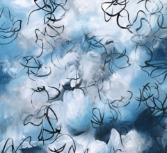 Abstract botanical painting in blue artwork Sara Richardson artist