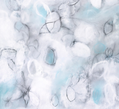 Float No.10 - Soft Blue Suspension<br/>
Mixed media on 400gsm paper 18w x 24h in. Contemporary abstract botanic charcoal drawing by fine artist Sara Richardson