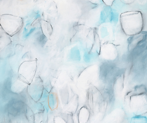 Float No.25<br/>
Mixed media on paper | <a href="https://www.shockandslaw.com/contact-richardson-fine-art" target="_blank" rel="noopener">inquire about this piece</a> Contemporary abstract botanic charcoal drawing by fine artist Sara Richardson